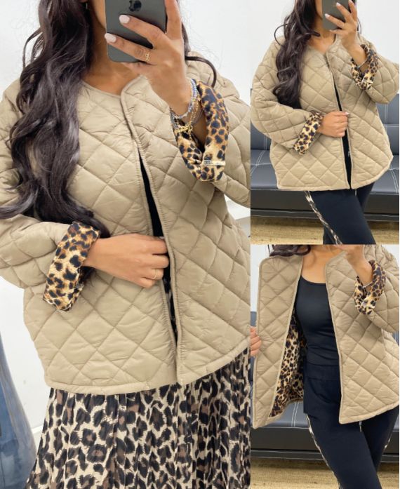 STEPPJACKE MIT LEOPARDENFUTTER AH250168 BEIGE