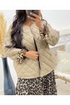 CHAQUETA ACOLCHADA CON FORRO DE LEOPARDO AH250168 BEIGE