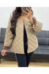 CHAQUETA ACOLCHADA CON FORRO DE LEOPARDO AH250168 BEIGE