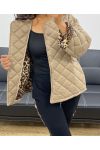 CHAQUETA ACOLCHADA CON FORRO DE LEOPARDO AH250168 BEIGE