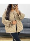 CHAQUETA ACOLCHADA CON FORRO DE LEOPARDO AH250168 BEIGE