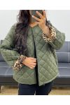 QUILTED JACKET WITH LEOPARD LINING AH250168 GREEN