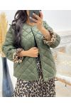 QUILTED JACKET WITH LEOPARD LINING AH250168 GREEN