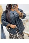 QUILTED JACKET WITH LEOPARD LINING AH250168 BLACK