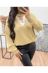 LACE COLLAR SWEATER AH250151 CAMEL