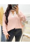 LACE COLLAR JUMPER AH250151 PINK