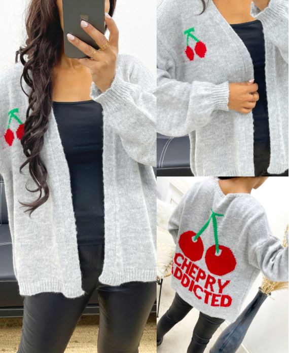 GILET CHERRY ADDICTED AH250160 GRIS