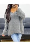 OVERSIZED KNIT SWEATER AH250027 DARK GREY