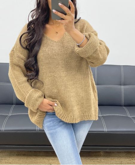 OVERSIZED KNIT PULLOVER AH250027 CAMEL