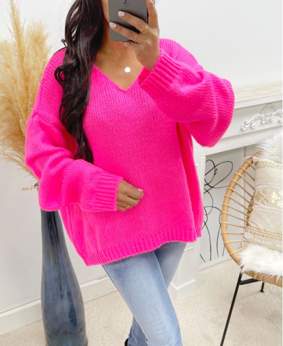 OVERSIZE-STRICKPULLOVER AH250027 FUSHIA