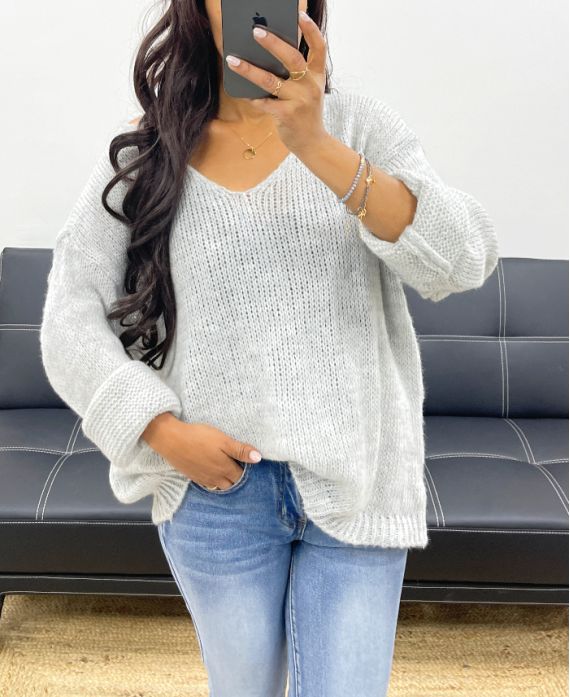 OVERSIZE-STRICKPULLOVER AH250027 GRAU