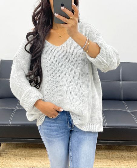 PULLOVER OVERSIZE IN MAGLIA AH250027 GRIGIO