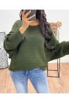 KNITTED SWEATER AH250191 MILITARY GREEN