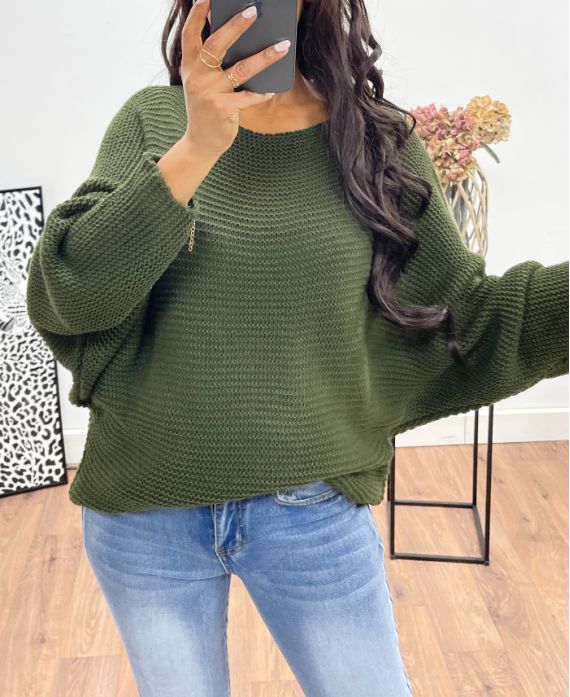 KNITTED SWEATER AH250191 MILITARY GREEN