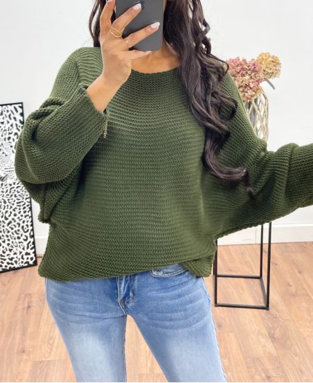 KNITTED SWEATER AH250191 MILITARY GREEN