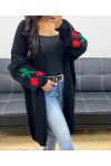 CHERRY LONG CARDIGAN AH250187 BLACK