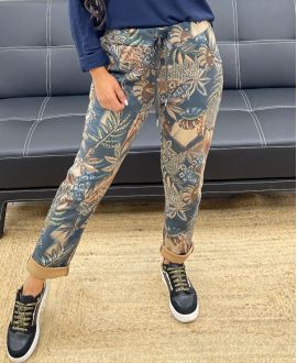 BROEK MET SUÈDE PRINT AH250194 BLAUW