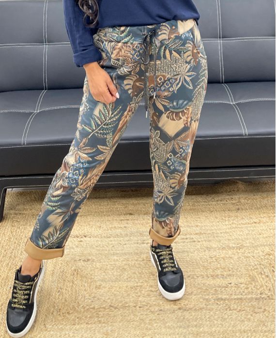 PANTALÓN CON ESTAMPADO DE ANTE AH250194 AZUL