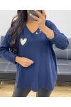 MAGLIONE LAVORATO A MAGLIA SENZA CUCITURE COEUR LOVE AH250220 BLU NAVY