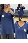 MAGLIONE LAVORATO A MAGLIA SENZA CUCITURE COEUR LOVE AH250220 BLU NAVY