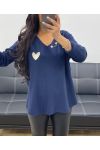 MAGLIONE LAVORATO A MAGLIA SENZA CUCITURE COEUR LOVE AH250220 BLU NAVY