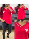 HEART LOVE NAADLOZE GEBREIDE TRUI AH250220 ROOD