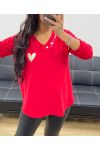 HEART LOVE SEAMLESS KNIT SWEATER AH250220 RED