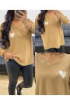 BEZSZWOWY SWETER Z DZIANINY COEUR LOVE AH250220 CAMEL