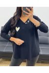 HEART LOVE SEAMLESS KNIT SWEATER AH250220 BLACK