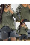 RHINESTONE SEAMLESS KNIT SWEATER AH250225 MILITARY GREEN