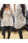 LIGHTWEIGHT V-NECK SWEATER WITH ANIMAL PRINT AH250210