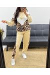 CONJUNTO DE TERCIOPELO LEOPARDO AH250251 BEIGE