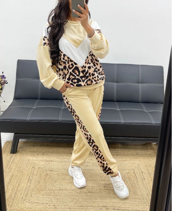 ENSEMBLE VELOUR LEOPARD AH250251 BEIGE