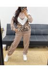 ENSEMBLE VELOUR LEOPARD AH250251 TAUPE