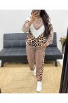 ENSEMBLE VELOUR LEOPARD AH250251 TAUPE