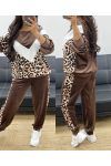 CONJUNTO DE LEOPARDO DE TERCIOPELO AH250251 CHOCOLATE