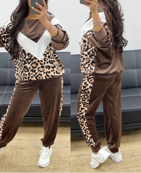 VELVET LEOPARD SET AH250251 CHOCOLATE