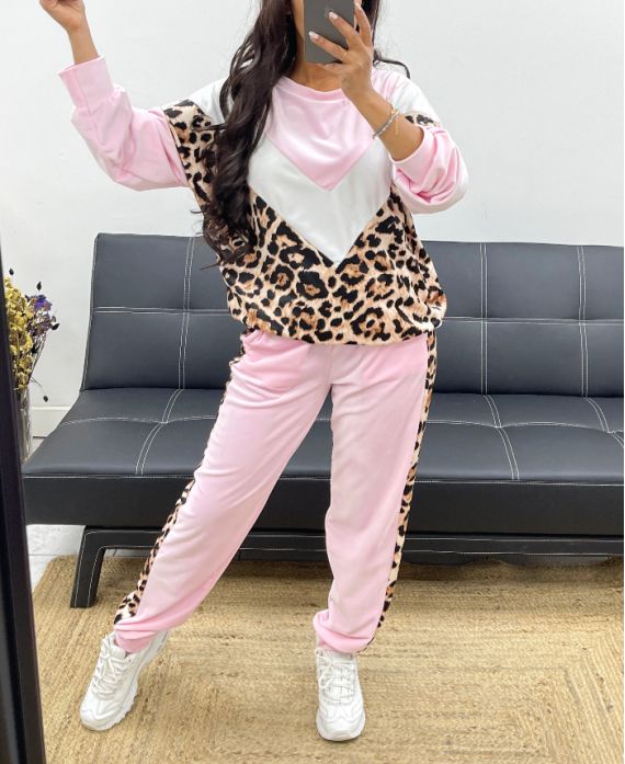 VELVET LEOPARD SET AH250251 PINK