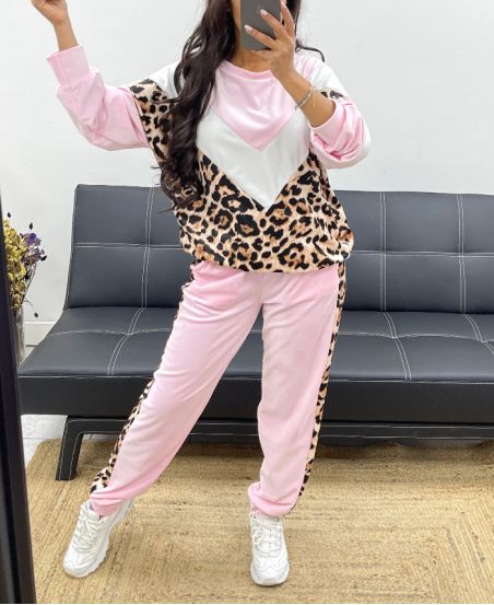 VELVET LEOPARD SET AH250251 PINK