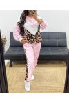 CONJUNTO DE TERCIOPELO LEOPARDO AH250251 ROSA