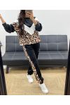 ENSEMBLE VELOUR LEOPARD AH250251 NOIR