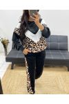 ENSEMBLE VELOUR LEOPARD AH250251 NOIR