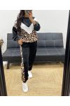 ENSEMBLE VELOUR LEOPARD AH250251 NOIR