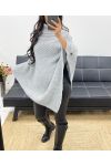 BUTTON KNIT PONCHO AH894 GREY