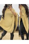 BUTTON KNIT PONCHO AH894 CAMEL