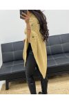 BUTTON KNIT PONCHO AH894 CAMEL