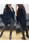 PONCHO IN MAGLIA CON BOTTONI AH894 NERO