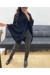 PONCHO IN MAGLIA CON BOTTONI AH894 NERO