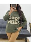 GOOD VIBES PULLOVER AH250264 MILITÄRGRÜN