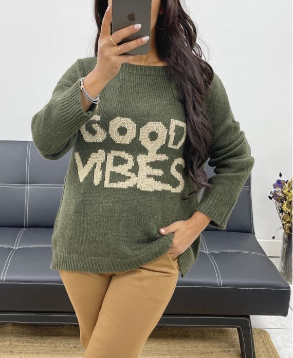 GOOD VIBES MAGLIONE AH250264 VERDE MILITARE